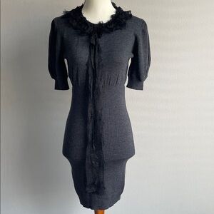 Love Moschino Charcoal Long Sleeve Dress S 100% Vergin wool